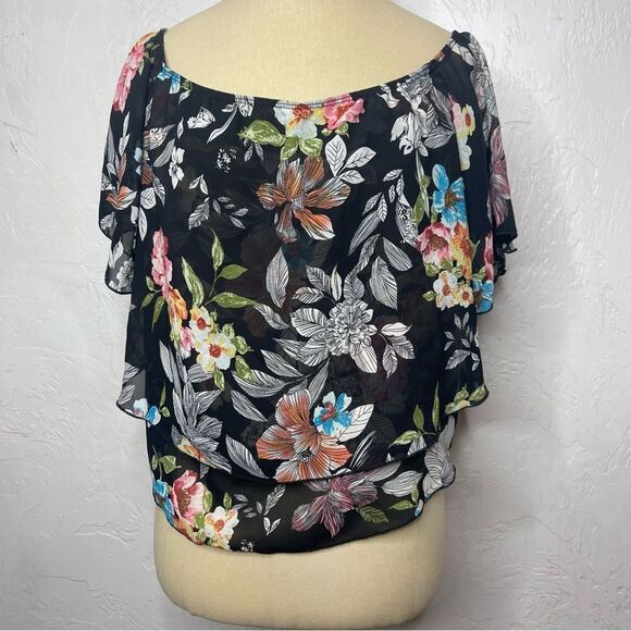 Style shop large blouse top layered floral flowy - Picture 2 of 6